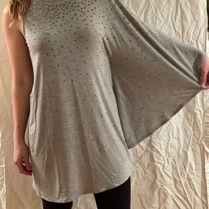 Haute Hippie rhinestone tunic w/ cape sleeve